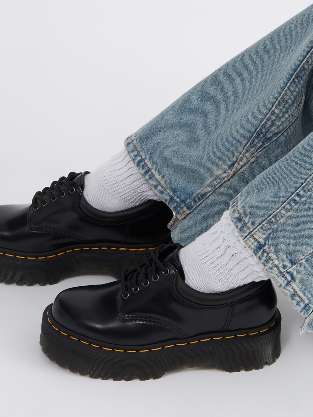 Dr. Martens Black Platform Lace-Up Oxfords